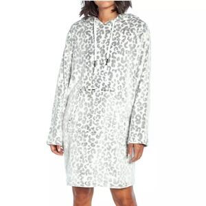 Wildfox Ultra Plush Hooded Lounger Soft Snow Leopard Size S/M